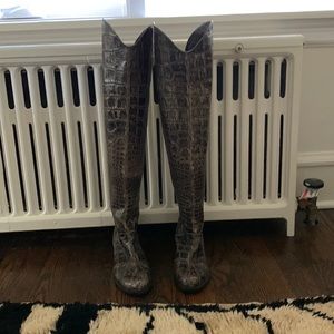 Stuart Weitzman Croc TALL Over Knee Boots